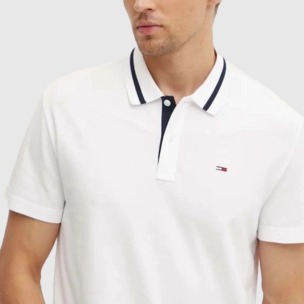Neck Branded Polo - White*
