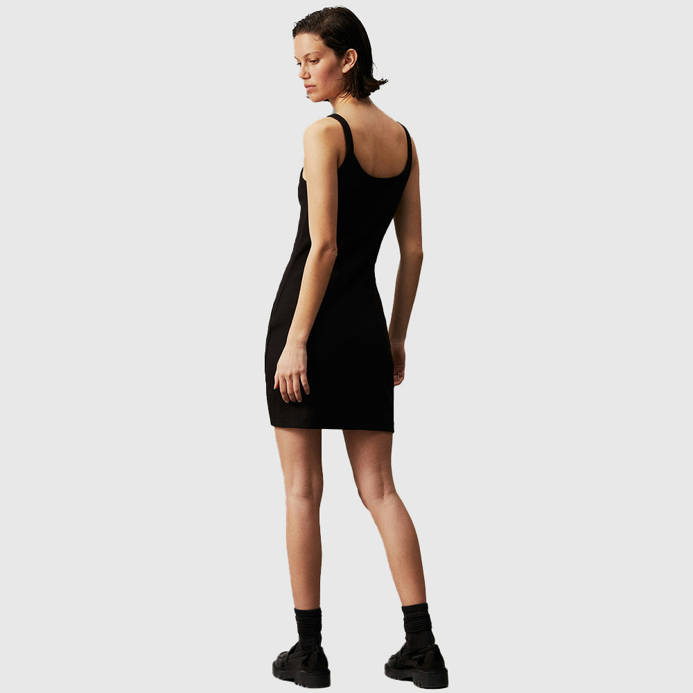 Woven Label Rib Tank Dress - Black*