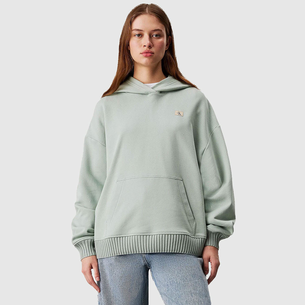 Woven Label Peached Hoodie - Jade*