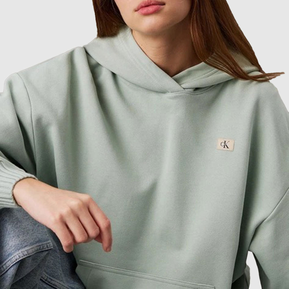 Woven Label Peached Hoodie - Jade*