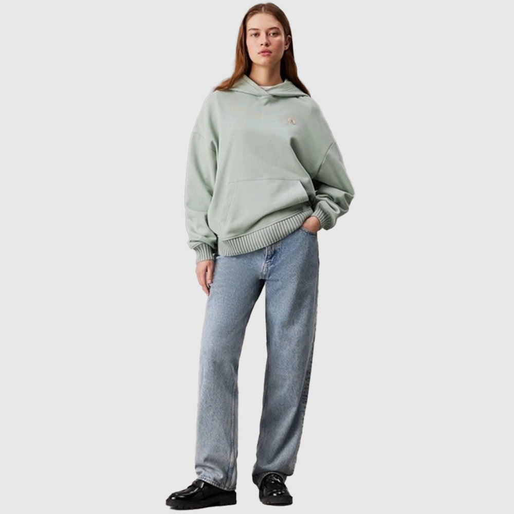 Woven Label Peached Hoodie - Jade*