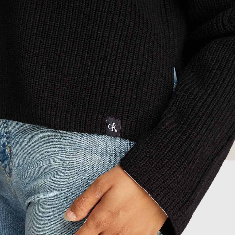 Loose High Neck Sweater - Black*