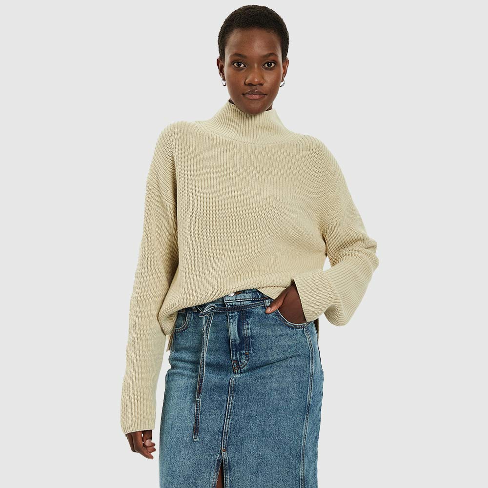 Loose High Neck Sweater - Green*