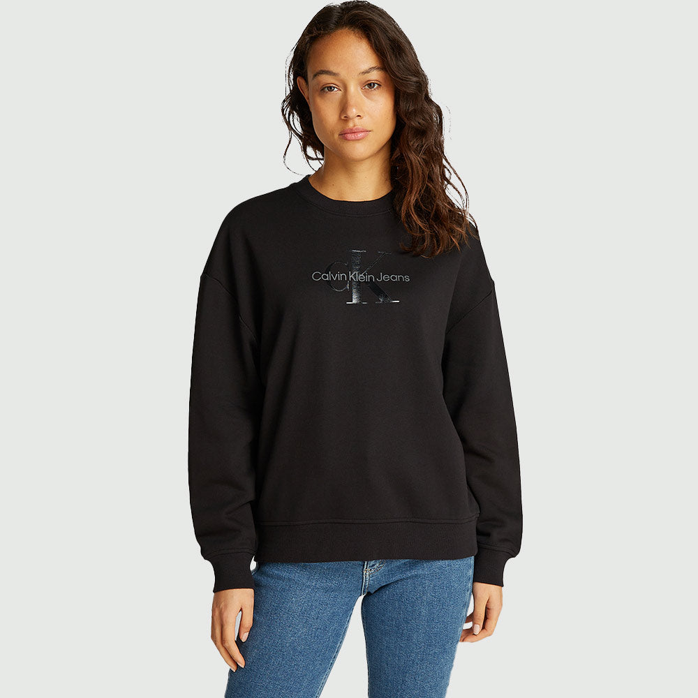 Glossy Monologo Regular Crewneck - Black*