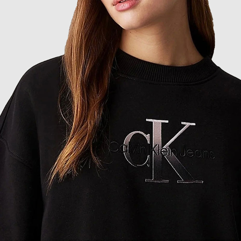 Embroidered Monolog Crew Dress -  Black*