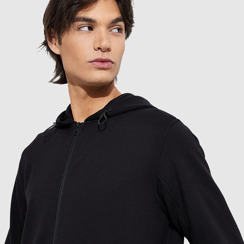 Zip Through Hoodie - Black*