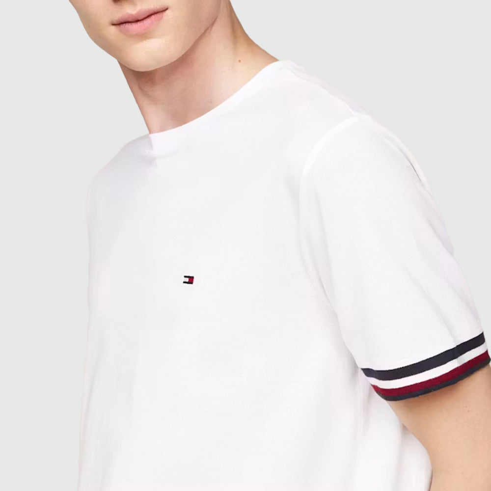 Global Stripe Cuff Tee - White*