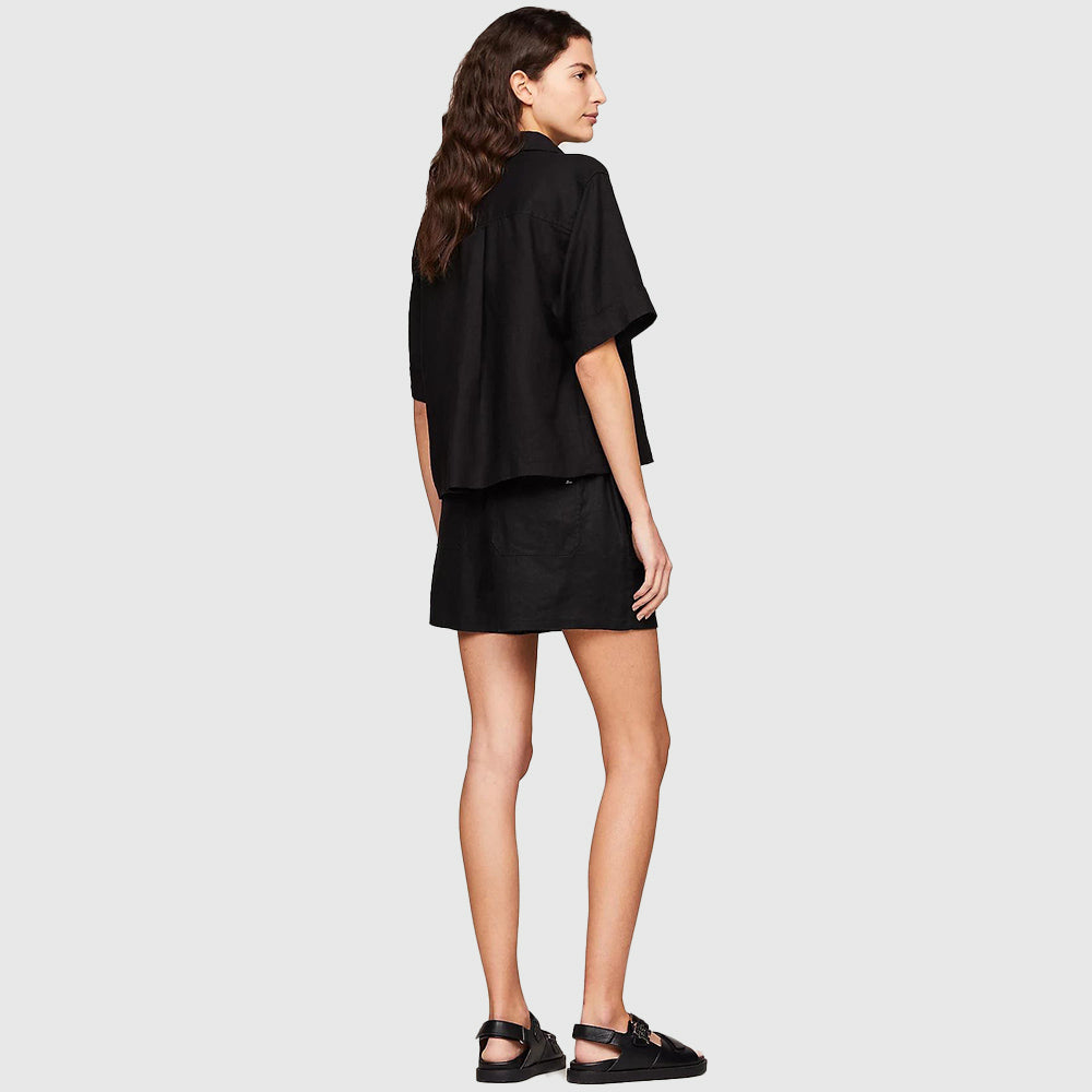 Short Sleeve Linen Shirt - Black*