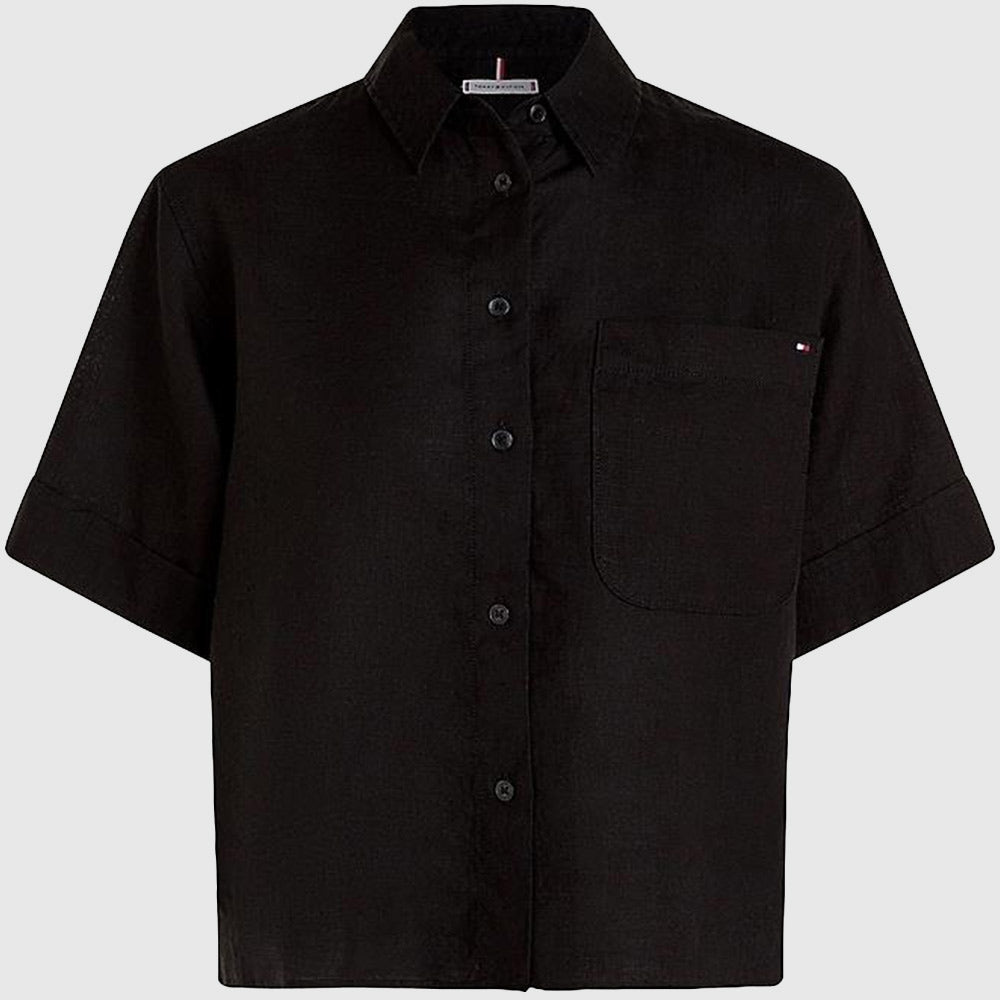 Short Sleeve Linen Shirt - Black*