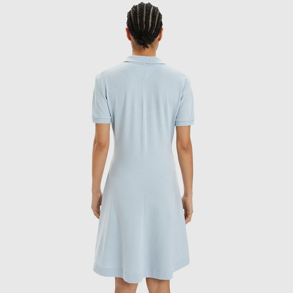 Open Placket Polo Dress - Light Blue*