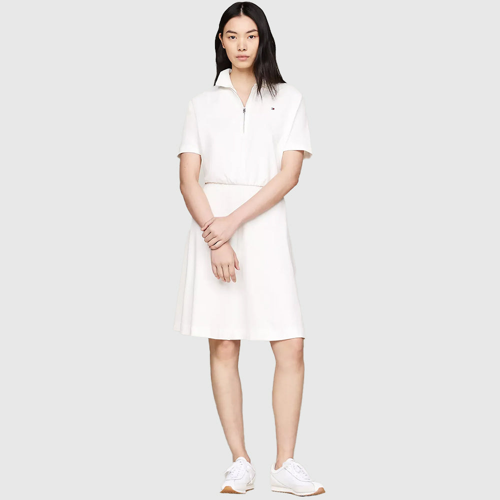 Open Neck Polo Dress - Ecru*