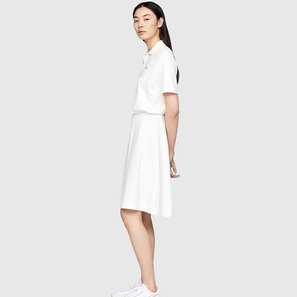 Open Neck Polo Dress - Ecru*