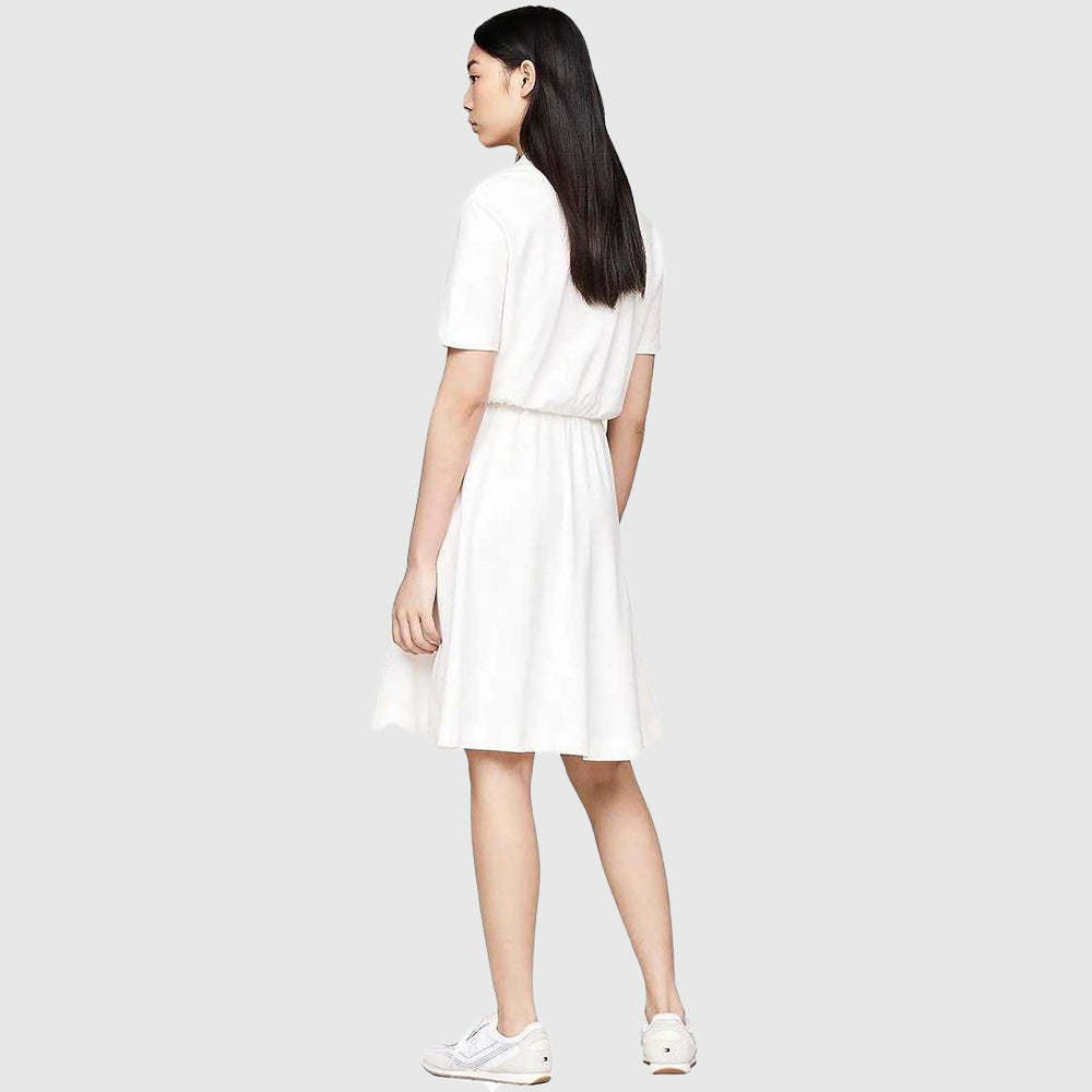 Open Neck Polo Dress - Ecru*