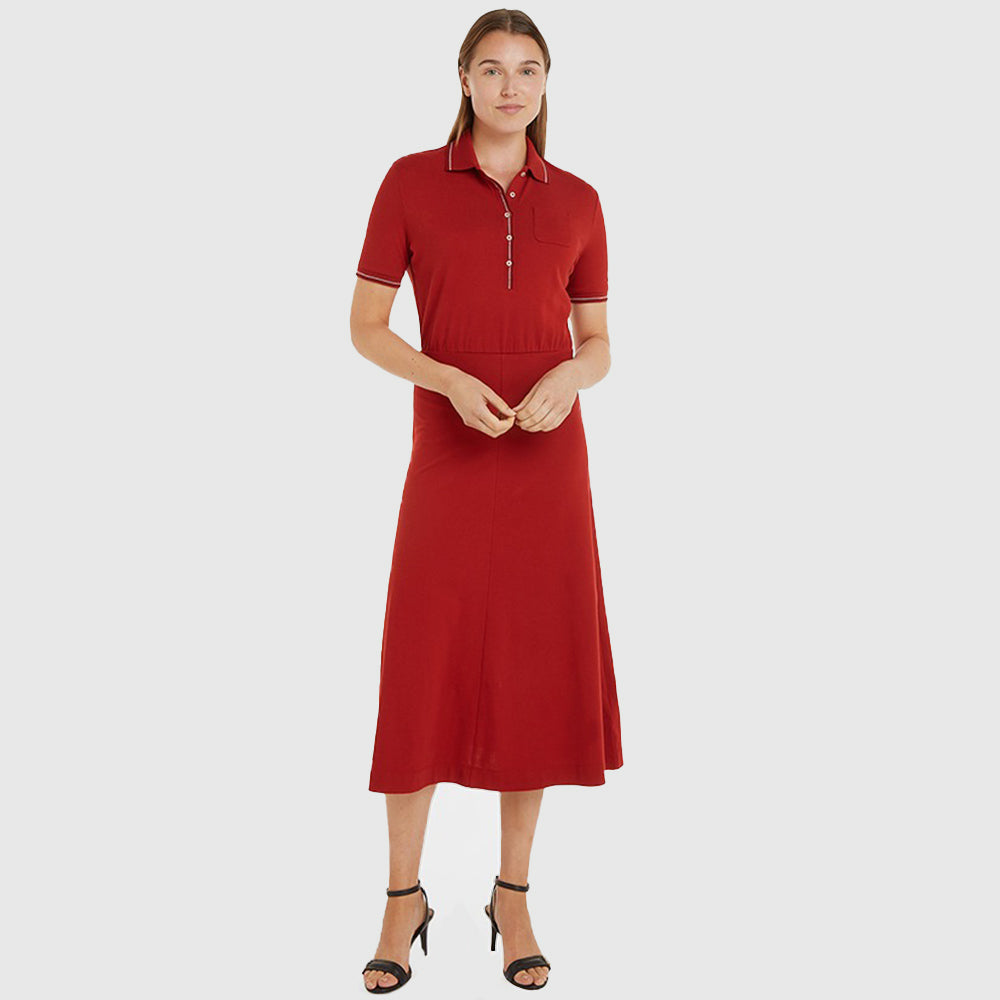 Tipping Polo Dress - Magma*