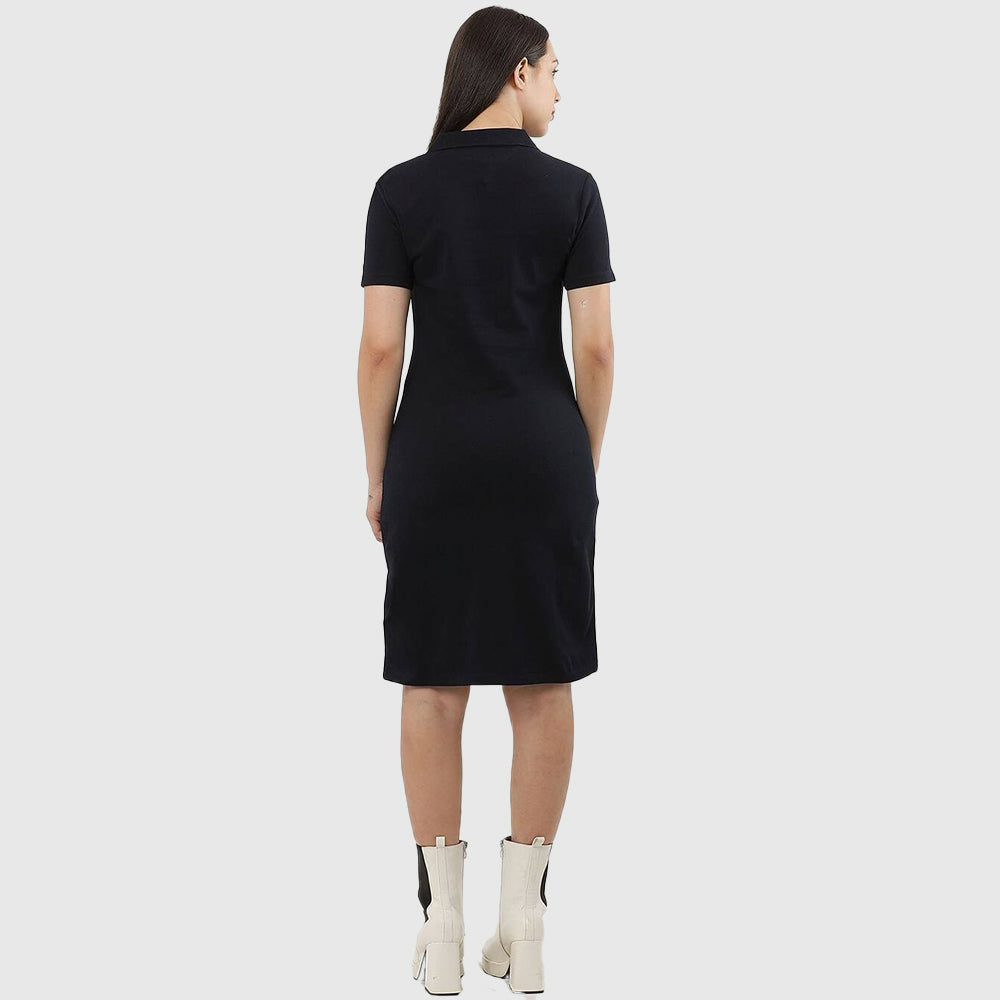 Slim Script Polo Dress - Navy*