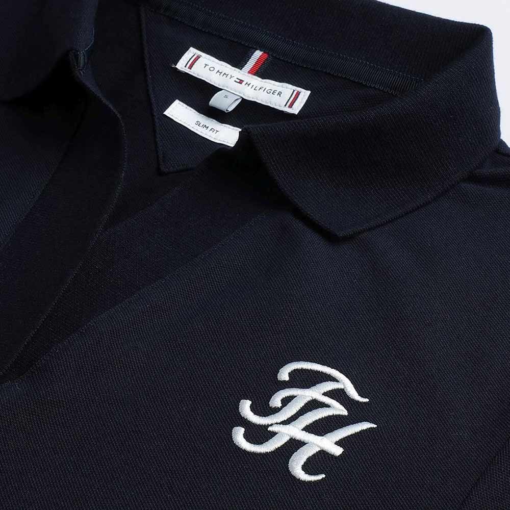 Slim Script Polo Dress - Navy*