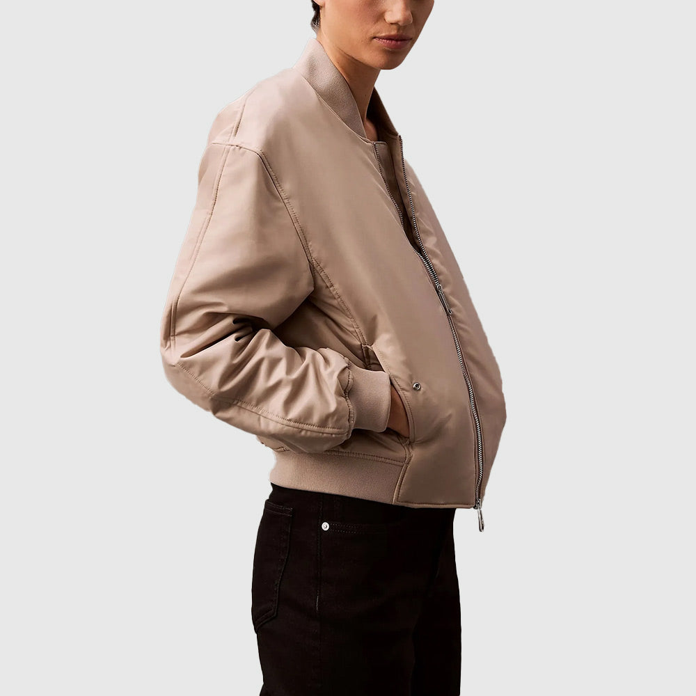 Filled Nylon Bomber Jacket - Brown*
