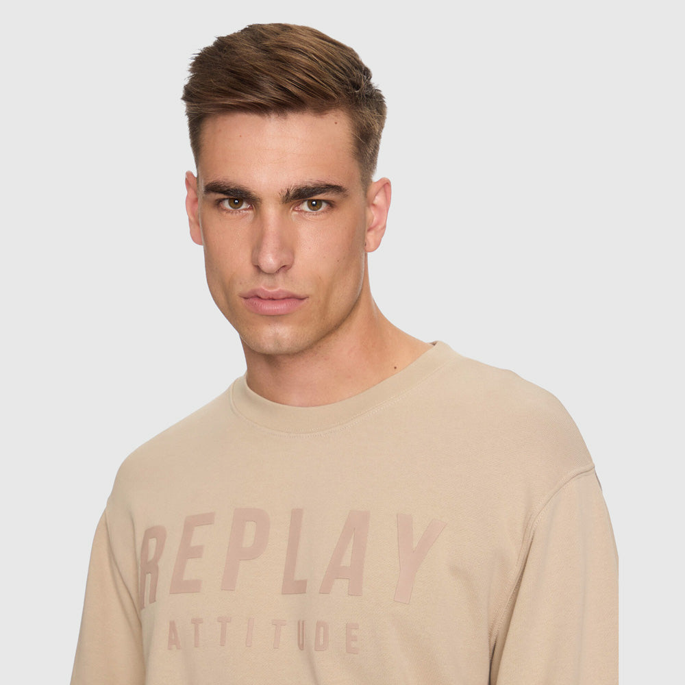 Attitude Print Sweater - Taupe