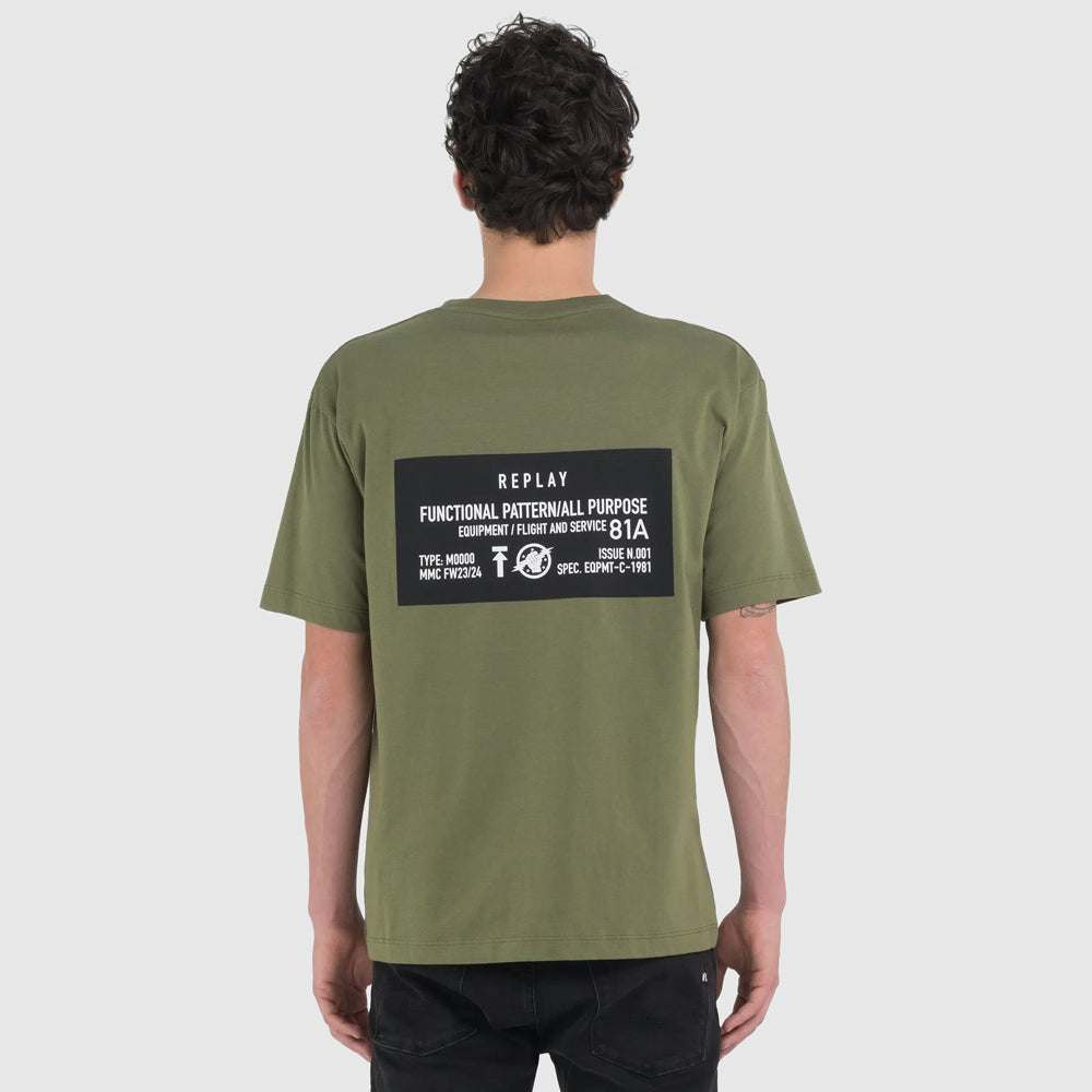 Back Block Print T-Shirt - Olive