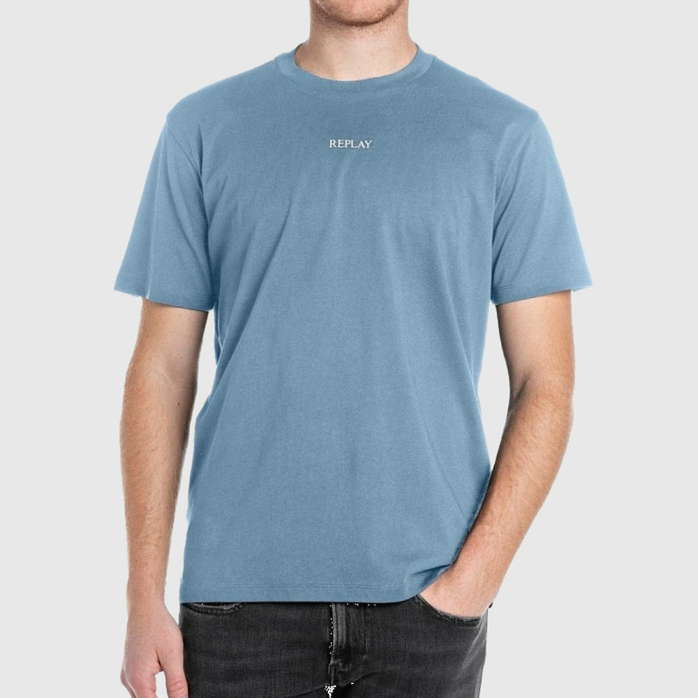 Replay Minimal Logo Font T-Shirt - Light Blue |ThirdBaseUrban