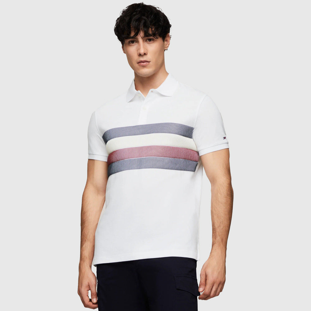 Tommy Hilfiger Global Stripe Golfer - White |ThirdBaseUrban