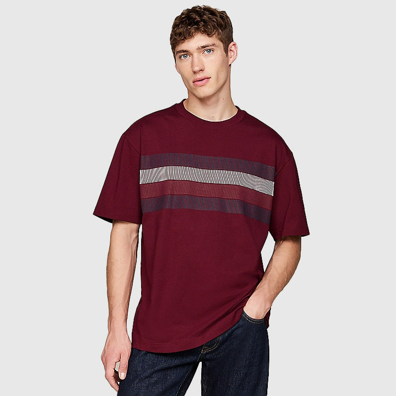 Tommy Hilfiger Global Stripe T-Shirt - Rouge |ThirdBaseUrban