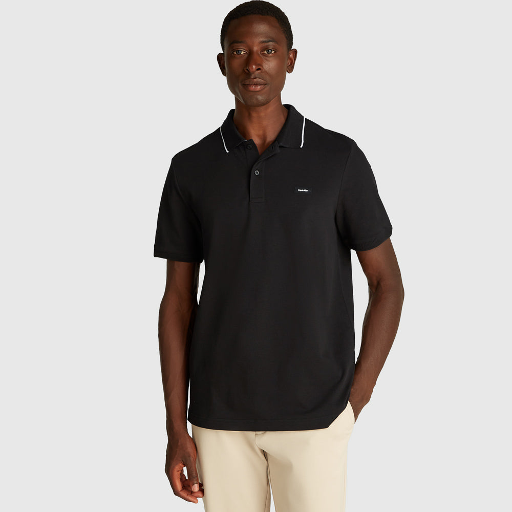 Calvin Klein Pique Tipping Golfer - Black ThirdBaseUrban