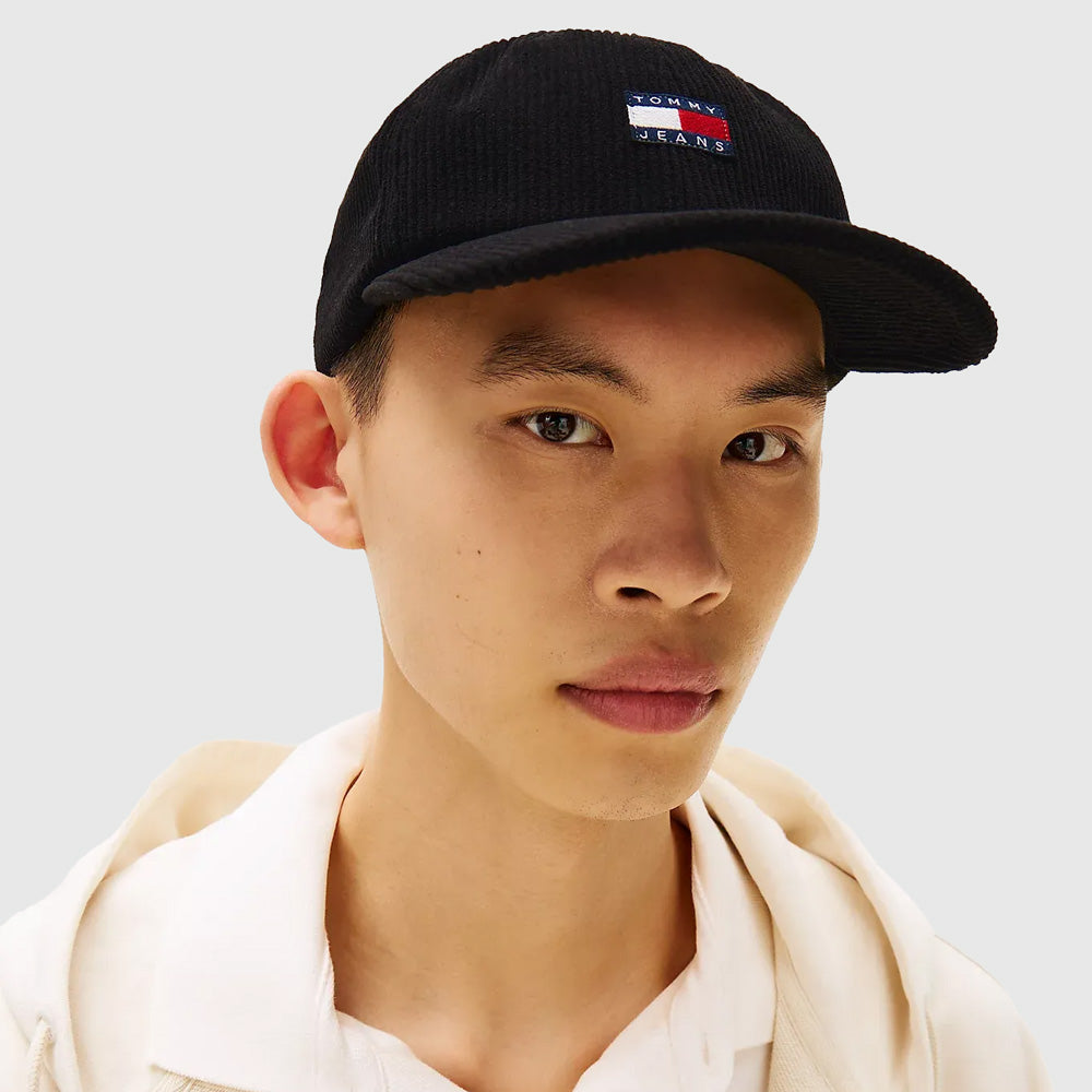 Tommy Hilfiger Flag Corduroy Baseball Cap - Black |ThirdBaseUrban