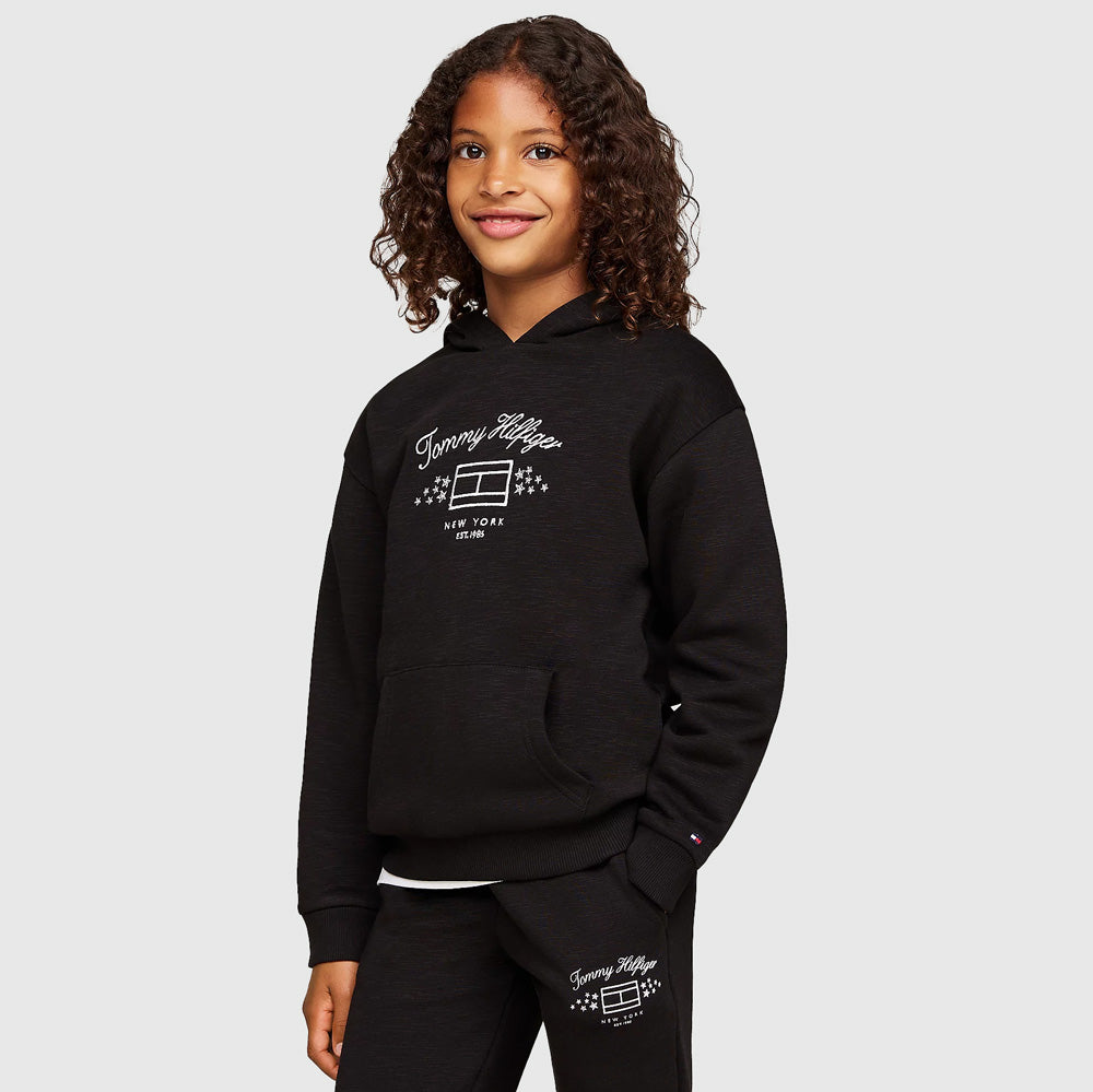 Kids Flag Fleece Hoodie - Black