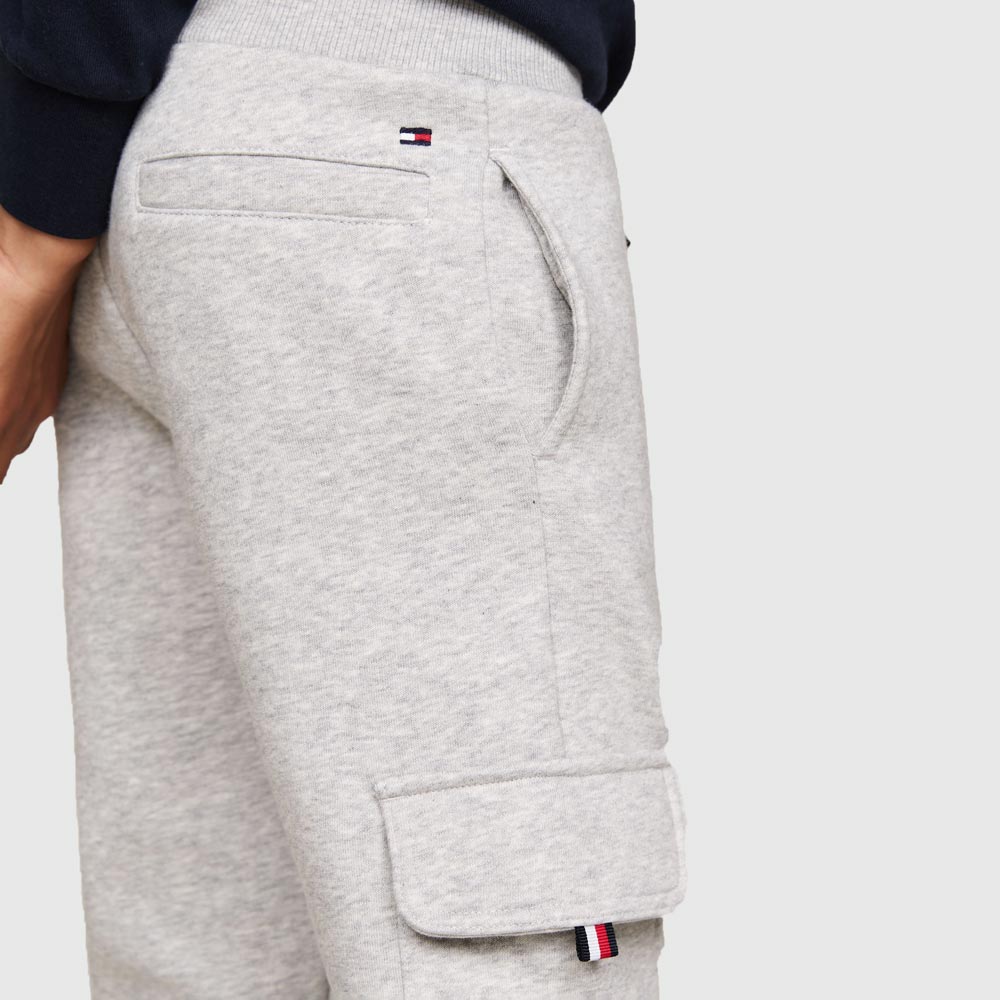 Kids Fleece Cargo Sweatpants - Light Grey