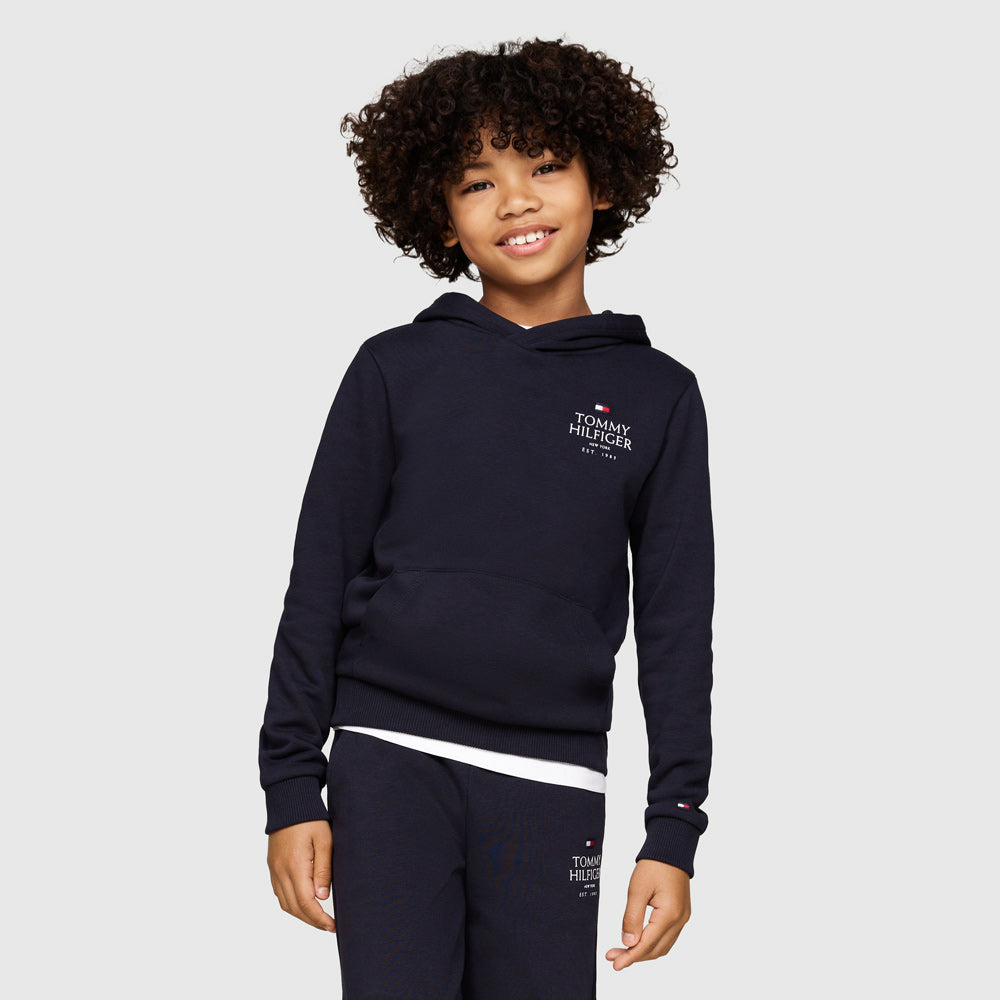 Kids Print Hoodie - Navy