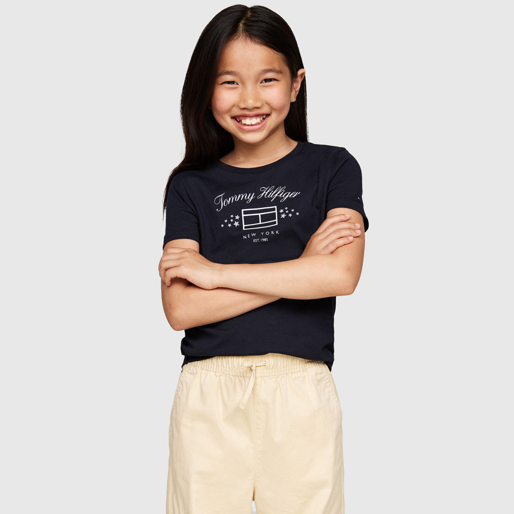 Tommy Hilfiger Kids Stars Flag T-Shirt - Navy |ThirdBaseUrban