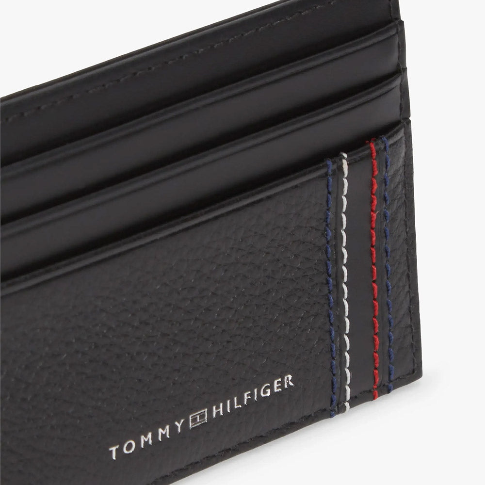 Logo Leather Credit Card Holder - Black