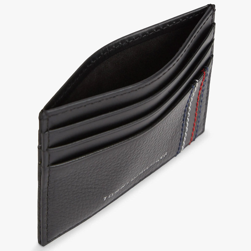 Logo Leather Credit Card Holder - Black