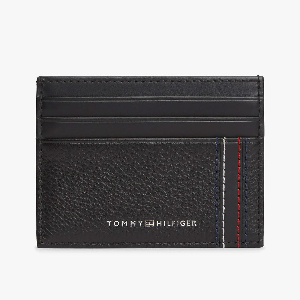 Logo Leather Credit Card Holder - Black