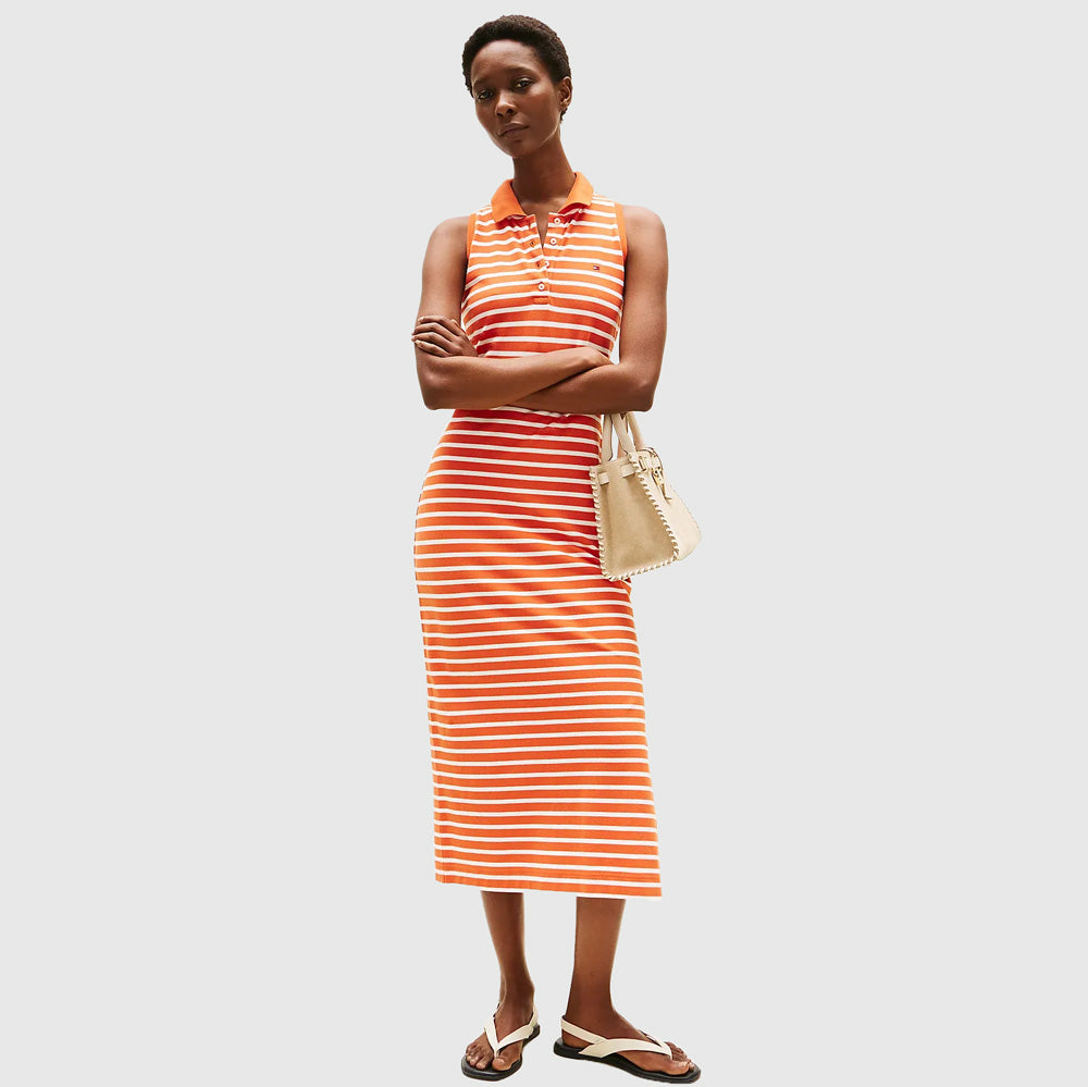 Tommy Hilfiger 1985 Midi Golfer Dress - Orange |ThirdBaseUrban