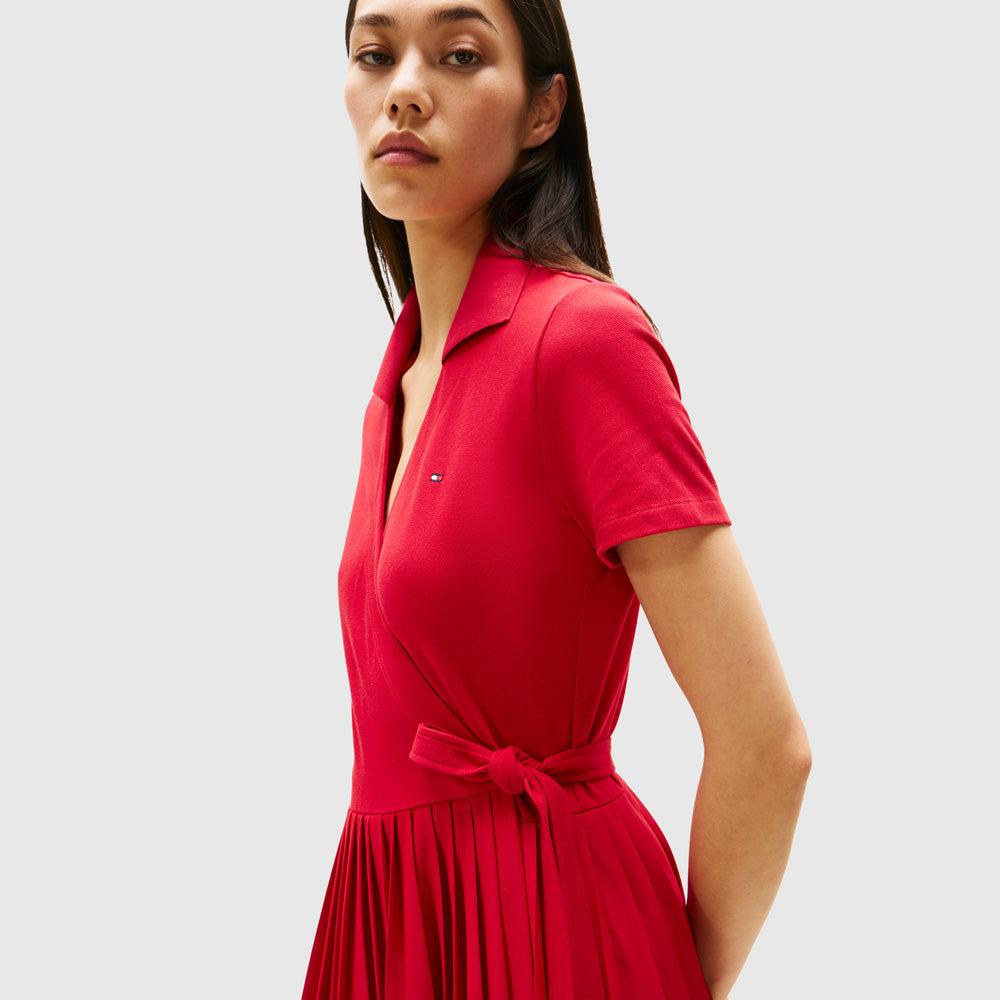 1985 Pleated Golfer Dress - Red