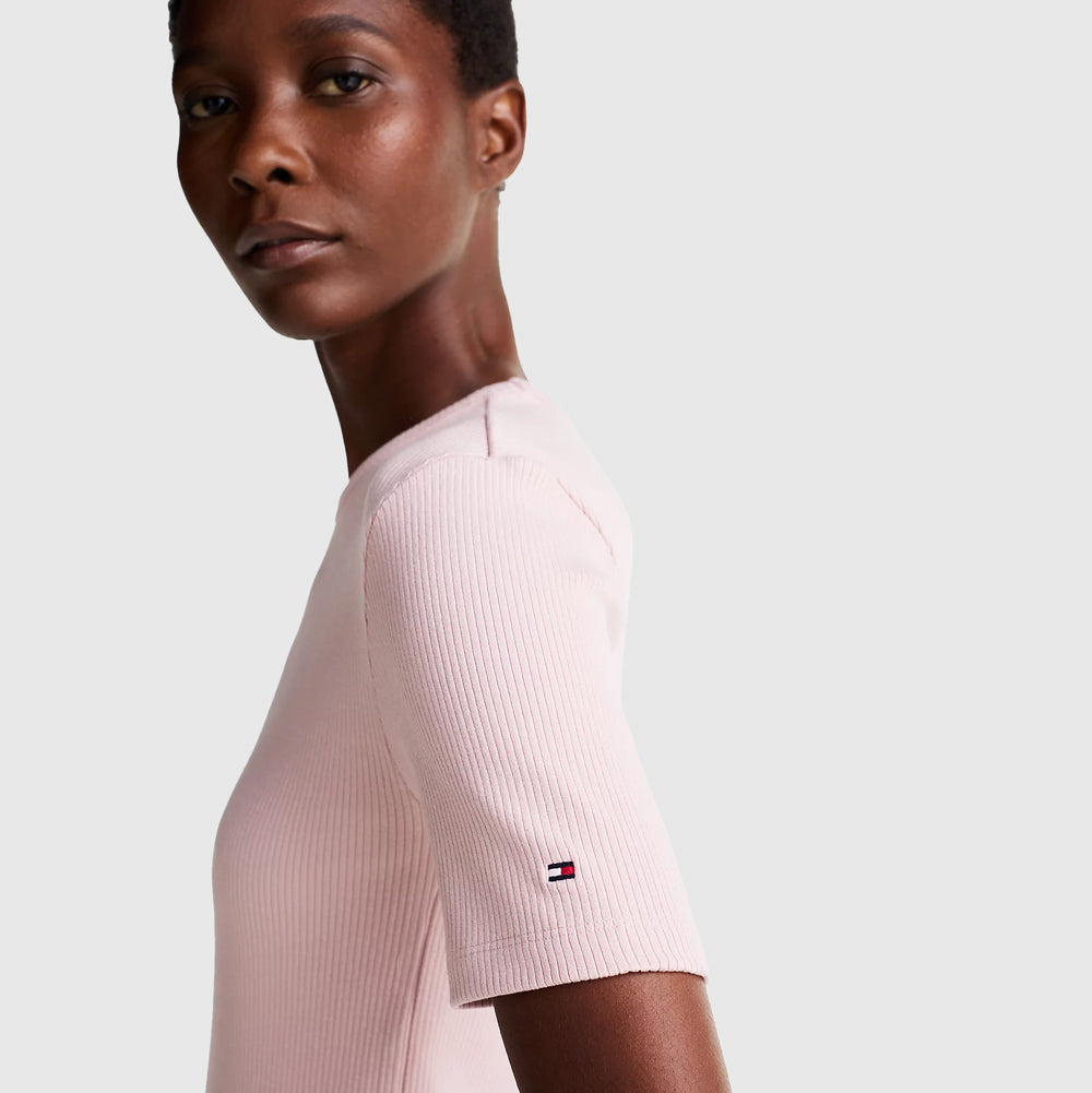 Rib Sleeve T-Shirt - Blush