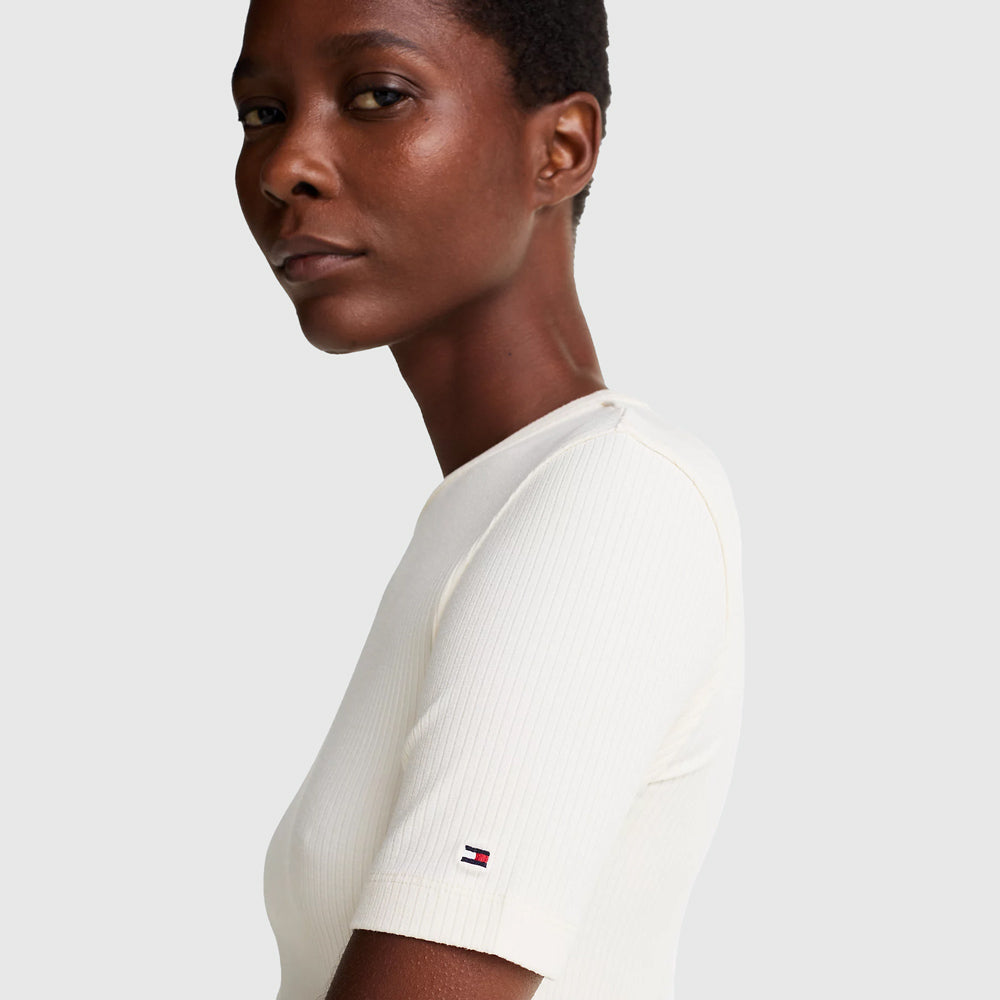 Rib Sleeve T-Shirt - Off White