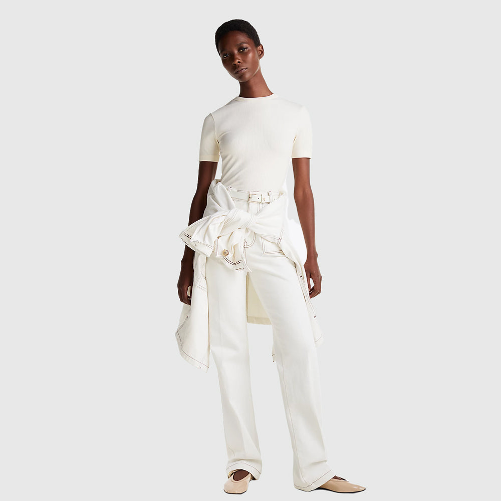 Rib Sleeve T-Shirt - Off White