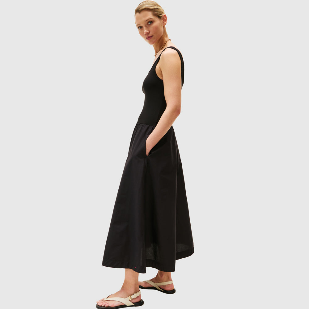 Tommy Hilfiger Rib Midi Dress - Black |ThirdBaseUrban