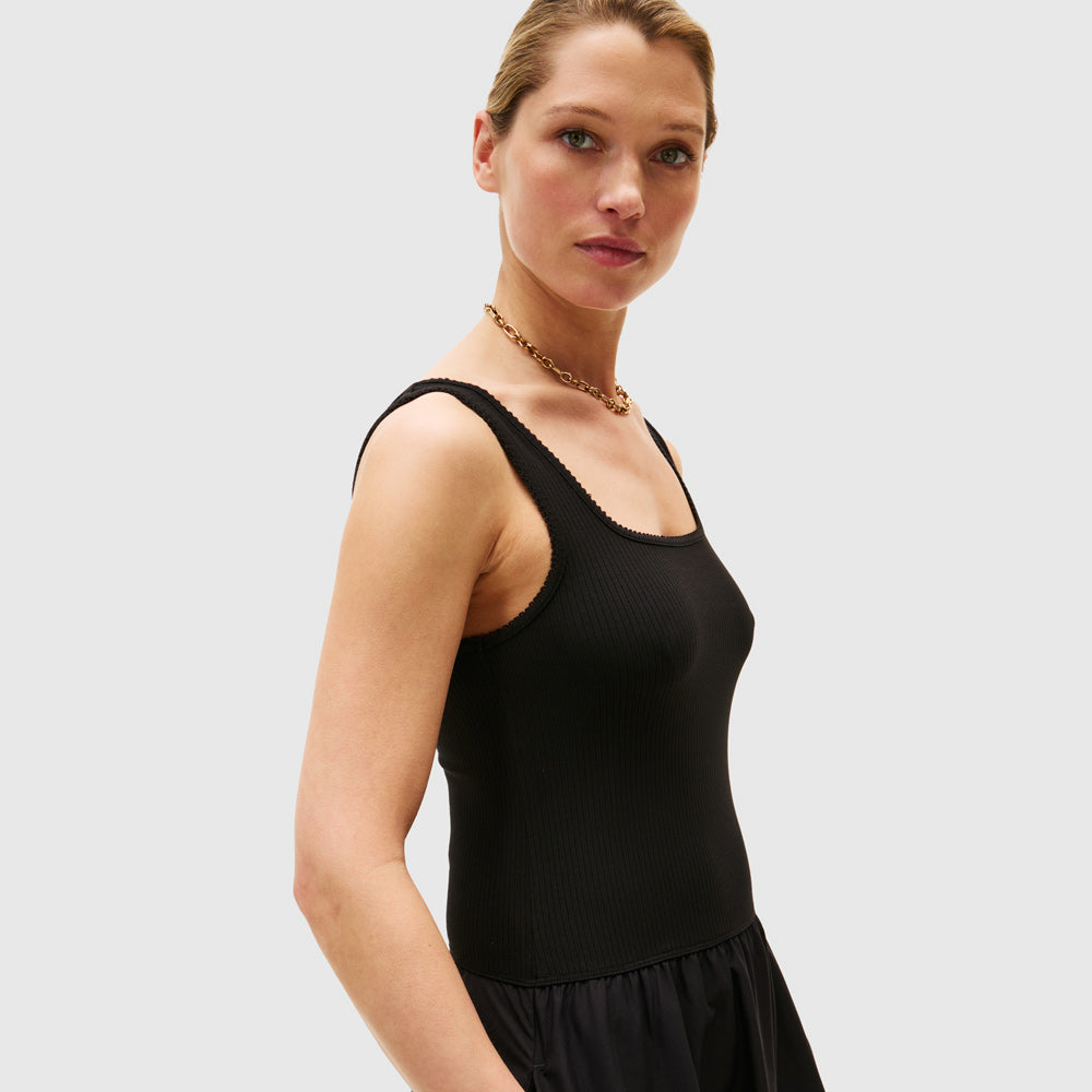 Rib Midi Dress - Black