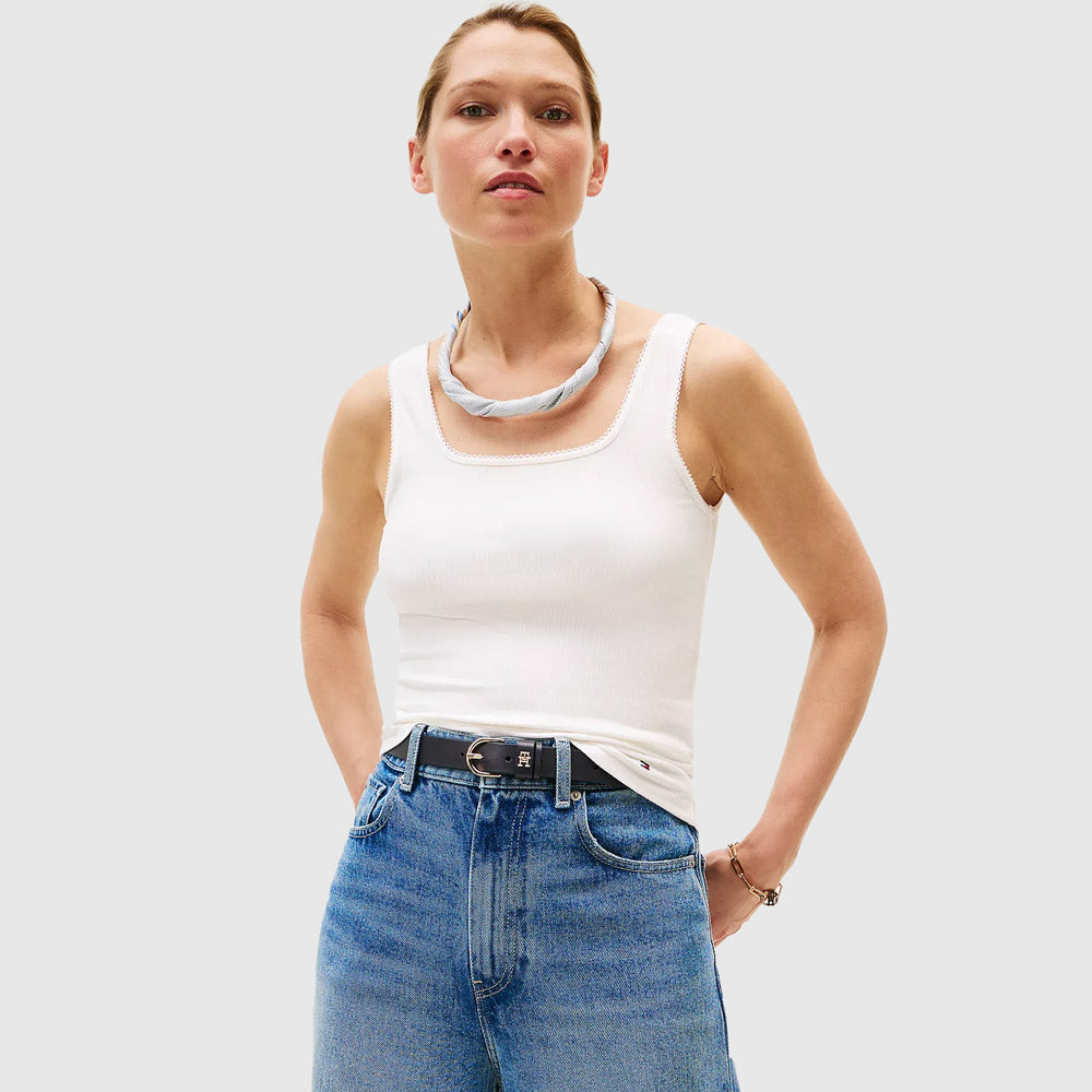 Tommy Hilfiger Slim Rib Tank - Ecru |ThirdBaseUrban