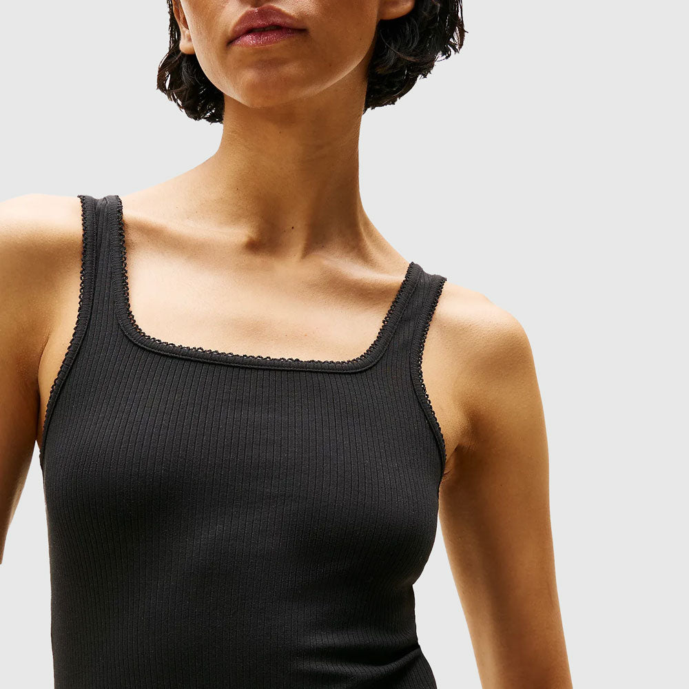 Slim Rib  Tank - Black
