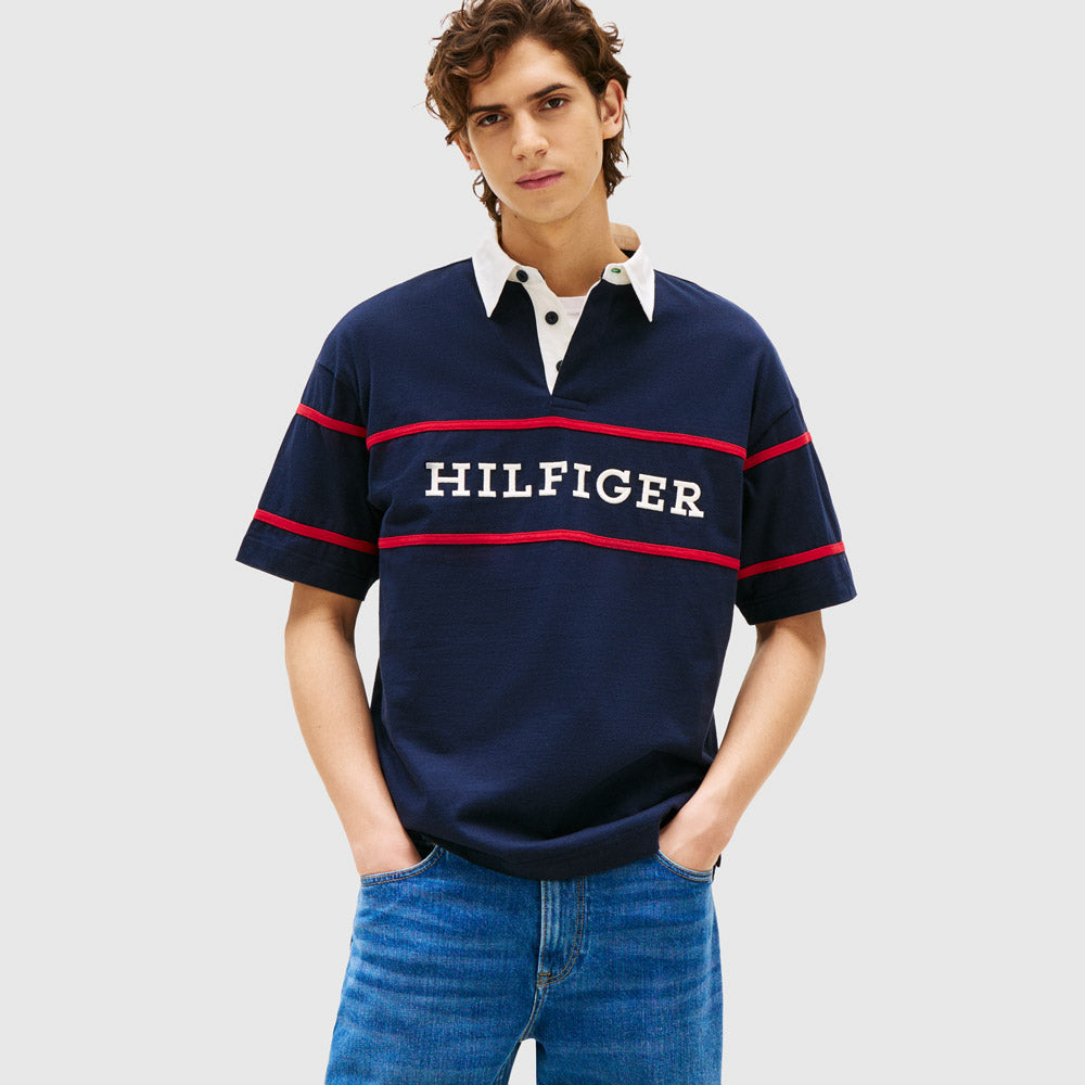 Tommy Hilfiger Americana Rugby Shirt - Navy |ThirdBaseUrban
