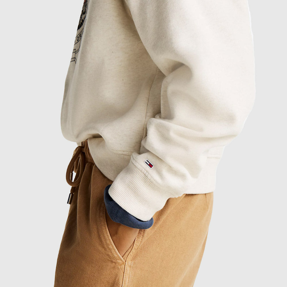 Boxy Tiger Varsity Sweater - Oatmilk