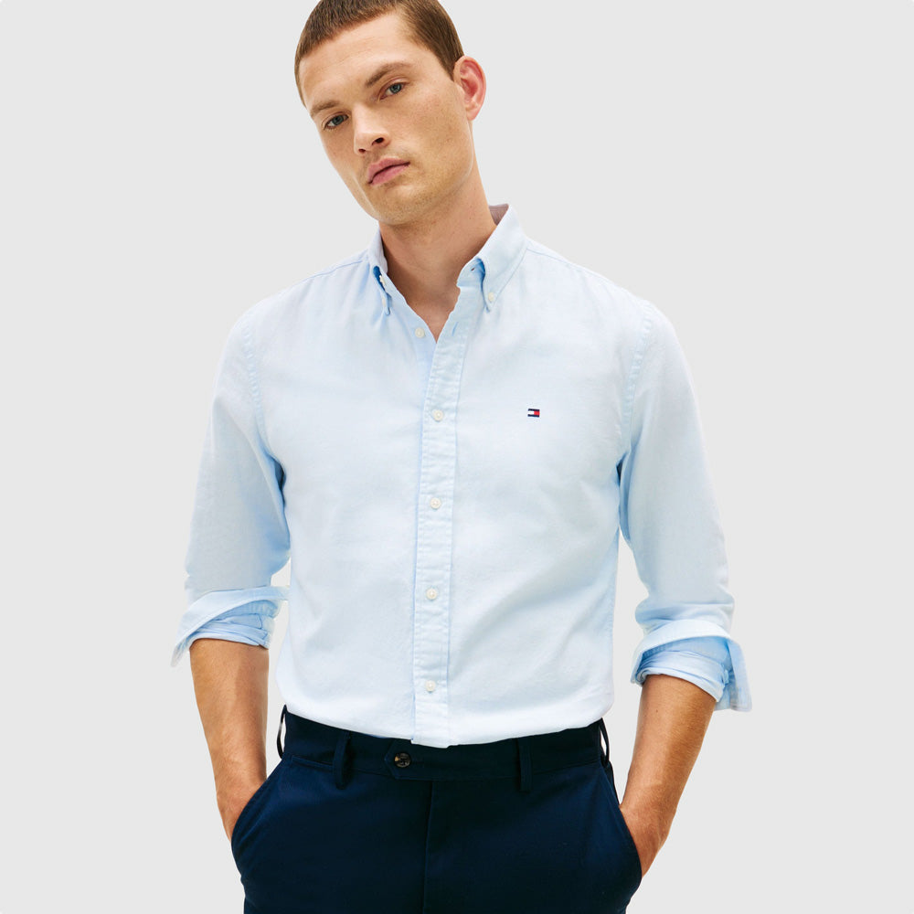 Tommy Hilfiger Brushed Linen Shirt - Light Blue |ThirdBaseUrban