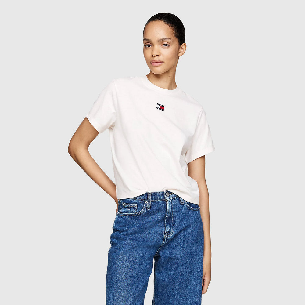 Tommy Hilfiger Boxy Badge T-Shirt - Off White |ThirdBaseUrban