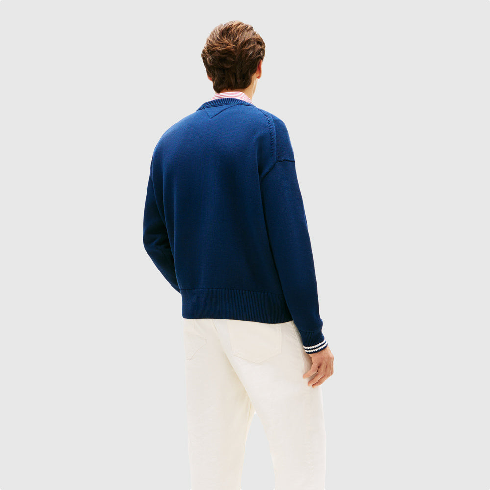 Chunky Cotton Crew Neck - Navy