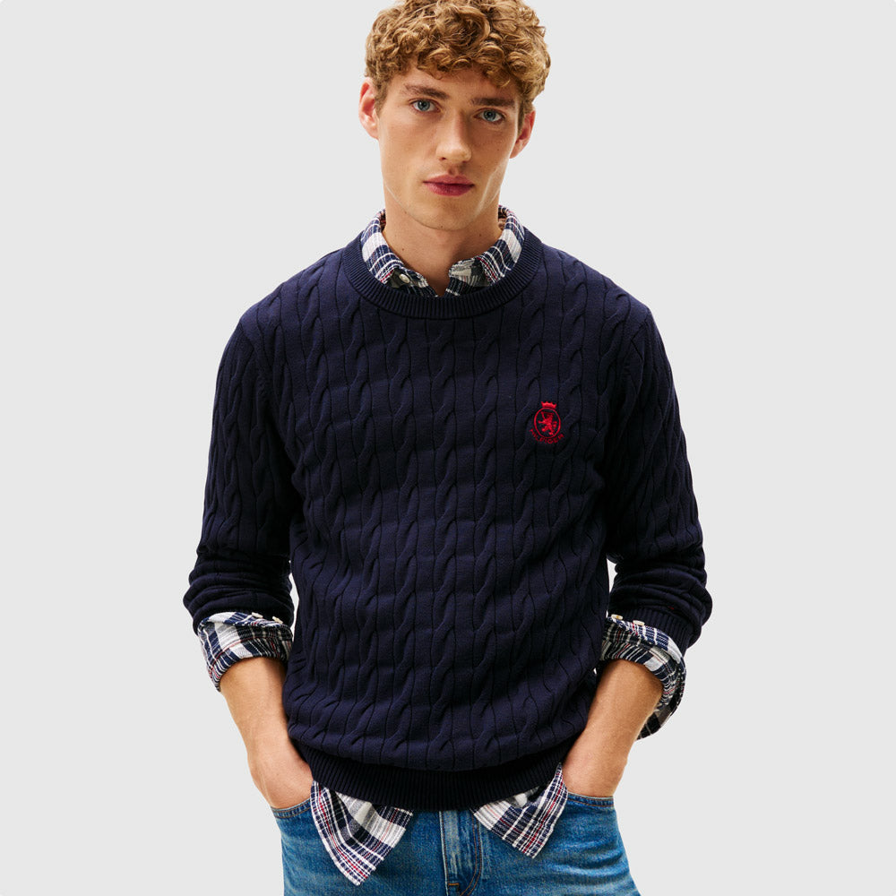 Tommy Hilfiger Classic Cotton Cable Sweater - Navy |ThirdBaseUrban